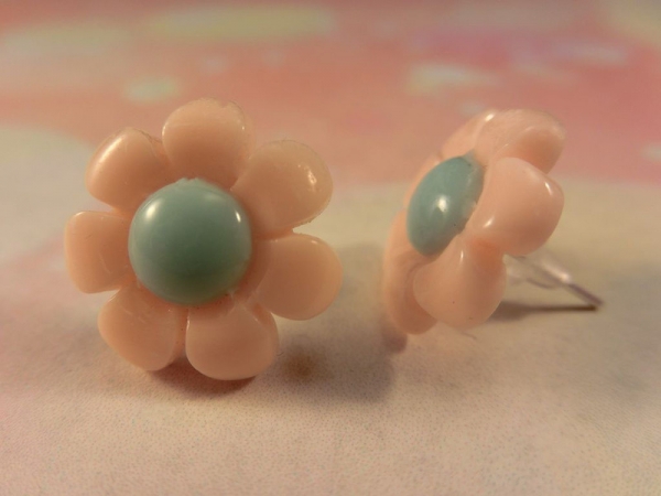 Pastell Blume Ohrstecker Blüte Flower blau rosa